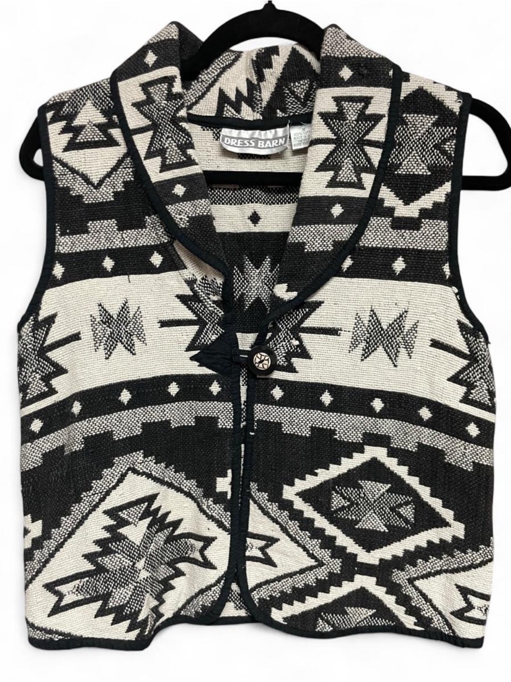 Dress Barn Black & Cream Aztec Knit Vest